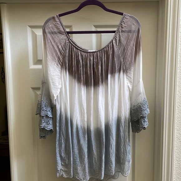 Luxurious boho-chic silk/viscose lined tunic top by Scandal Italy, size Large - Picture 1 of 11
